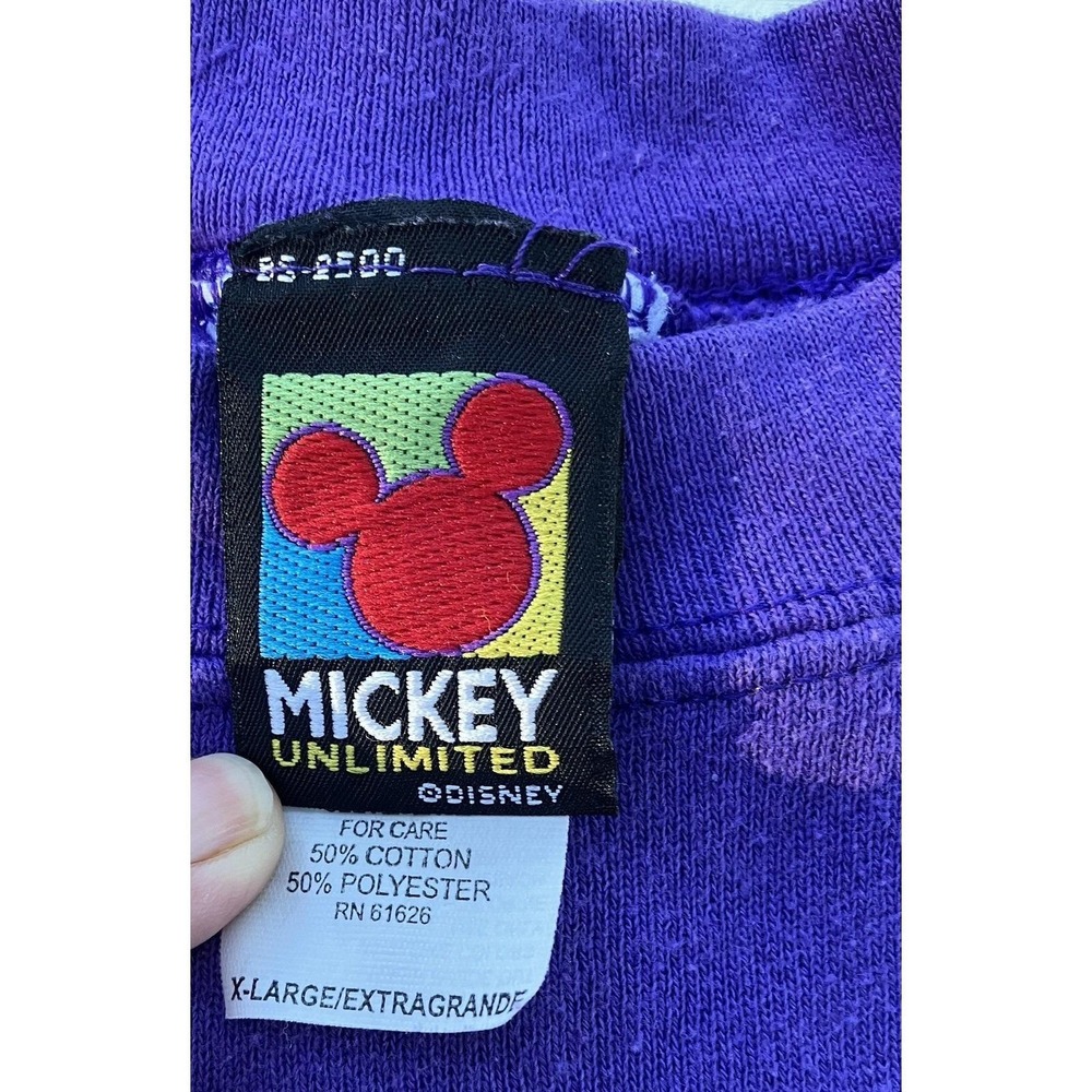 Vintage Mickey Unlimited Purple Sweatshirt XL Brazos Sportswear Disney Crewneck - Picture 4 of 9
